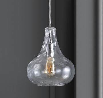 Ferano 9" Adjustable Metal/Glass LED Pendant - JONATHAN Y